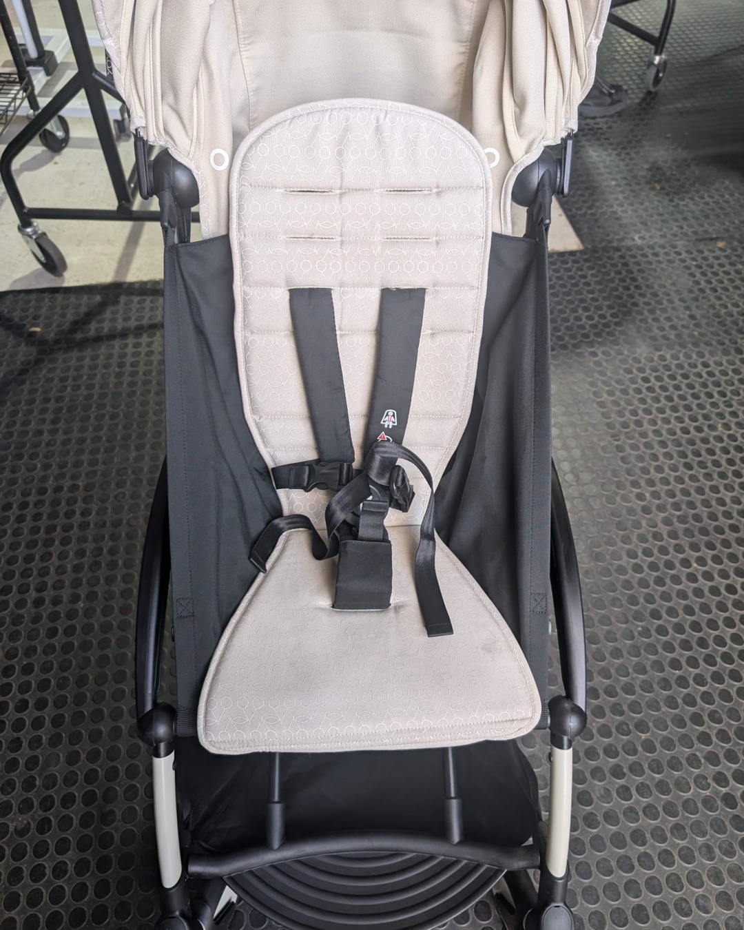 Clean pram seat after professional deep clean by Little Valet